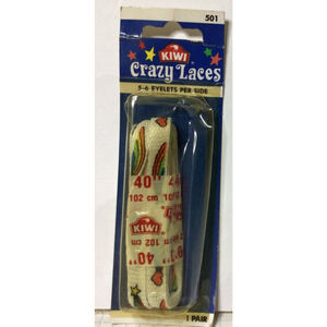 Vintage KIWI Crazy Laces 40" NOS Rainbow Hearts Shooting Stars Shoelaces ~868A